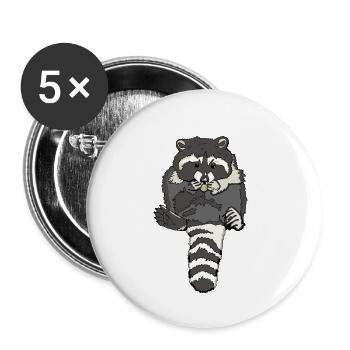 mampfender pummeliger Waschbaer - Buttons klein 25 mm (5er Pack) - Weiß - Vorne