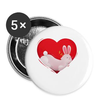 Hase Kaninchen Hasenliebe Herz Haustier Geschenk - Buttons klein 25 mm (5er Pack) - Weiß - Vorne