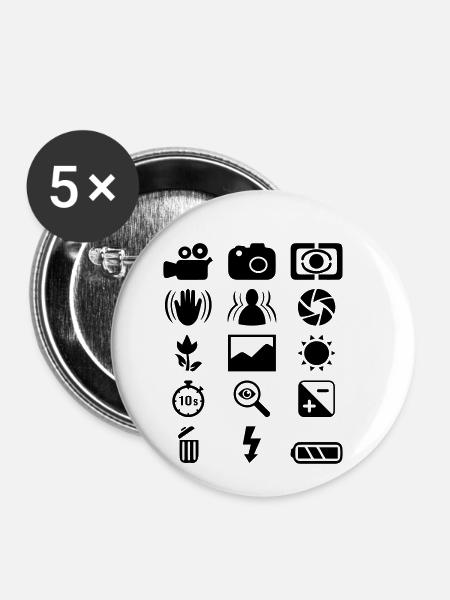 DSLR Camera icon - Buttons small 1''/25 mm (5-pack) - white