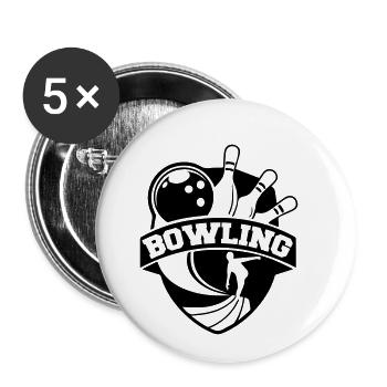 Bowling - Buttons klein 25 mm (5er Pack) - Weiß - Vorne