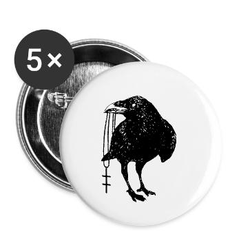 Corbeau Anti-religion Athéisme Athéisme - Lot de 5 petits badges (25 mm) - blanc - Devant
