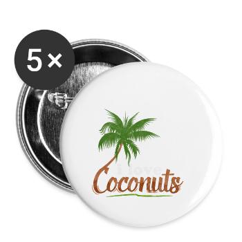 J'aime J'aime les noix de coco Coconut Palm Coconut - Lot de 5 petits badges (25 mm) - blanc - Devant