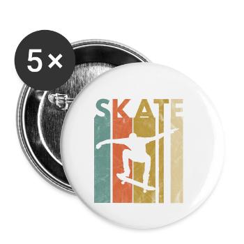 Skate Skating Skater Skateboard Longboard Gift - Buttons small 1''/25 mm (5-pack) - white - Front