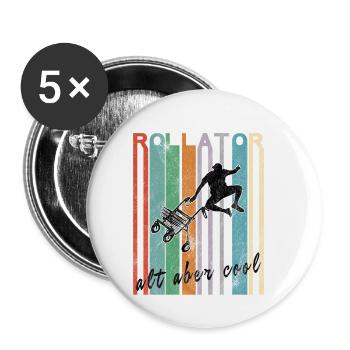 Rollator Vintage Freestyle Alt aber Cool Geschenk - Buttons klein 25 mm (5er Pack) - Weiß - Vorne