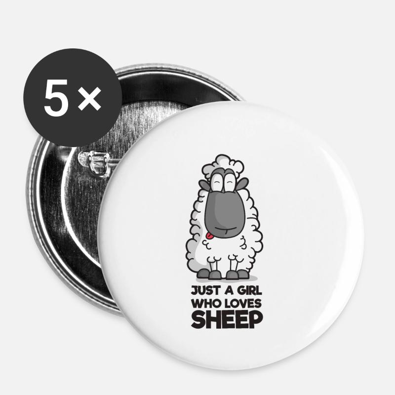 Just A Girl who loves Sheep Schaf Schäfchen Comic - Buttons small 1''/25 mm (5-pack) - white