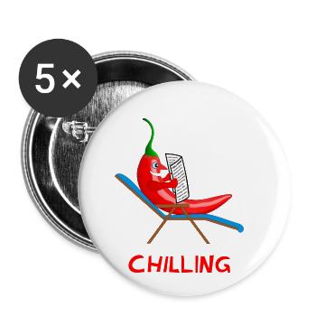 chilli, chilling, chilli, lazybones, lazy - Buttons small 1''/25 mm (5-pack) - white - Front
