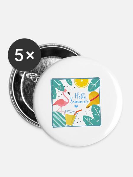 Sommer - Buttons klein 25 mm (5er Pack) - Weiß