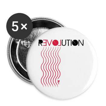 Love Revolution Ski - Buttons klein 25 mm (5er Pack) - Weiß - Vorne