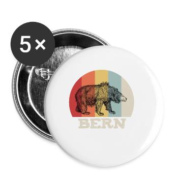 Bern Vintage Retro Bear Gift Idea - Buttons small 1''/25 mm (5-pack) - white - Front