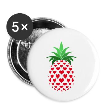 Ananas - Buttons klein 25 mm (5er Pack) - Weiß - Vorne