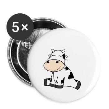 Cadeau de ferme de vache animal vaches · Veau - Lot de 5 petits badges (25 mm) - blanc - Devant