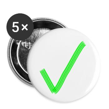 Coche vert Correct caractère Crochets corrects - Lot de 5 petits badges (25 mm) - blanc - Devant