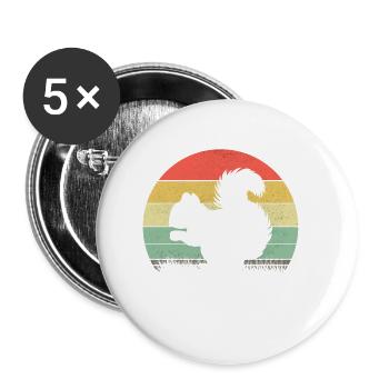 Retro Vintage Eichhoernchen Squirrel 70's Sunset - Buttons klein 25 mm (5er Pack) - Weiß - Vorne