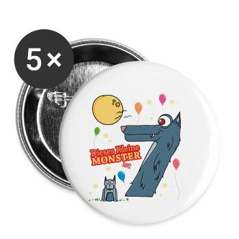 Birthday shirt 7 years is this little monster - Buttons small 1''/25 mm (5-pack) - white - Front