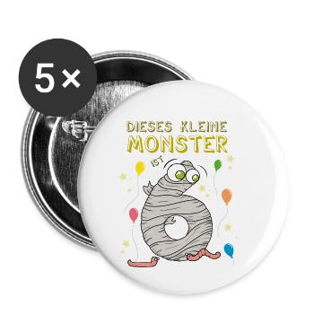 Birthday shirt 6 years this little monster is - Buttons small 1''/25 mm (5-pack) - white - Front