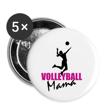 Volley-ball Maman - Lot de 5 petits badges (25 mm) - blanc - Devant