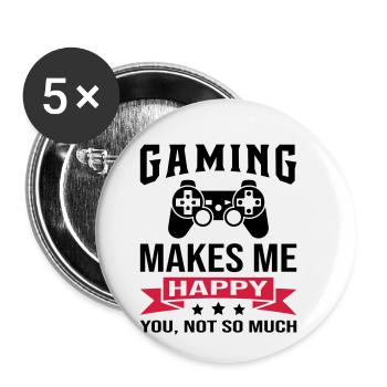 Le jeu me rend heureux - Lot de 5 petits badges (25 mm) - blanc - Devant