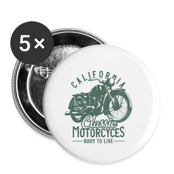 Classic motorcycles. Born to live - Buttons small 1''/25 mm (5-pack) - white - Front