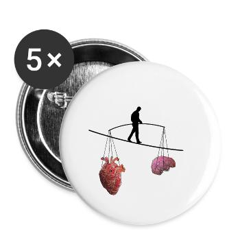 Heart and brain in balance - Buttons small 1''/25 mm (5-pack) - white - Front