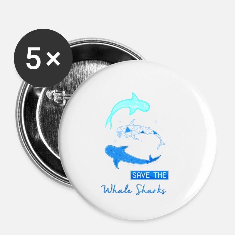 Save the Whale Sharks shirt - Buttons small 1''/25 mm (5-pack) - white