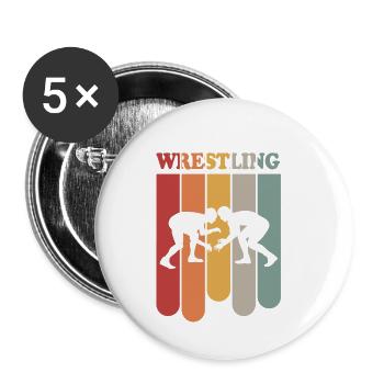 Wrestling Ringen Ringer Geschenk Vater Vatertag - Buttons klein 25 mm (5er Pack) - Weiß - Vorne