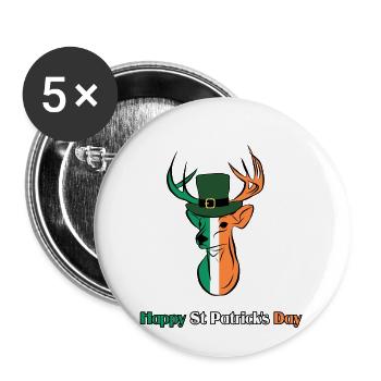 Stag - St. Patrick's Day Design - Buttons small 1''/25 mm (5-pack) - white - Front