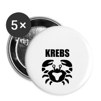 Sternzeichen Krebs Geschenkidee - Buttons klein 25 mm (5er Pack) - Weiß - Vorne