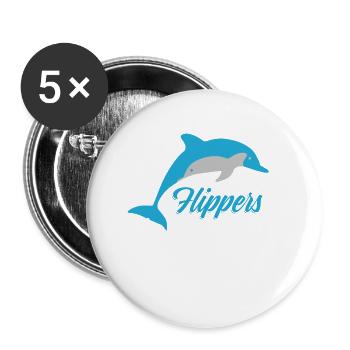 Flipper Springender Delfin Logo Schriftzug - Buttons klein 25 mm (5er Pack) - Weiß - Vorne