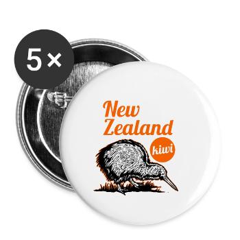 New Zealand Kiwi Animal Giftidea - Lot de 5 petits badges (25 mm) - blanc - Devant