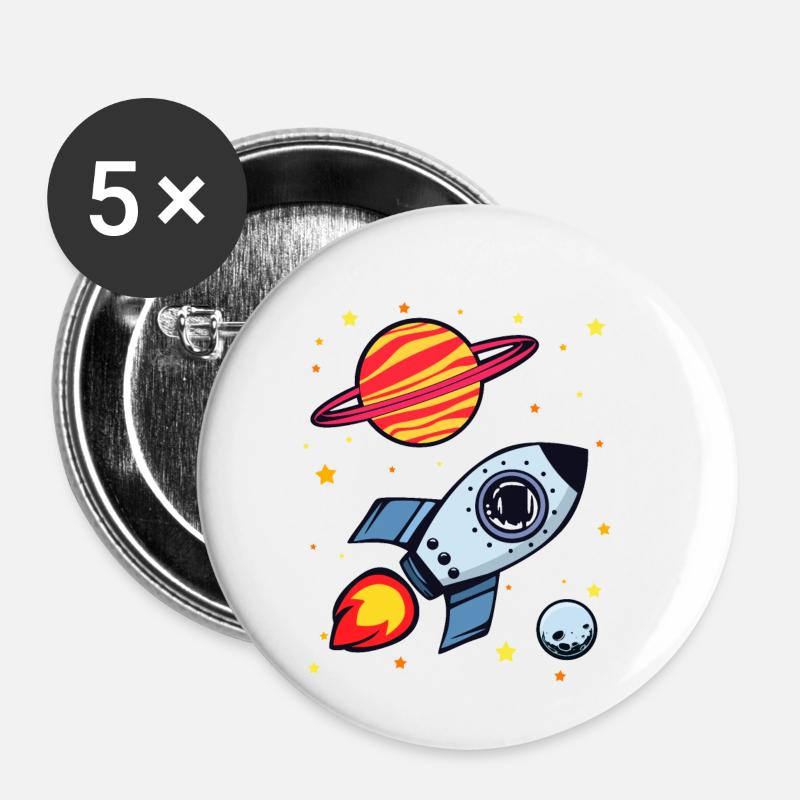 rocket ship - Buttons small 1''/25 mm (5-pack) - white