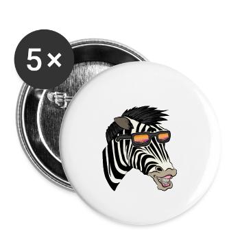 Zebra Sonnenbrille Funny Lustig Zebrastreifen - Buttons klein 25 mm (5er Pack) - Weiß - Vorne