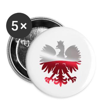 Polnischer Adler | Polen Polska Flagge Geschenk - Buttons klein 25 mm (5er Pack) - Weiß - Vorne