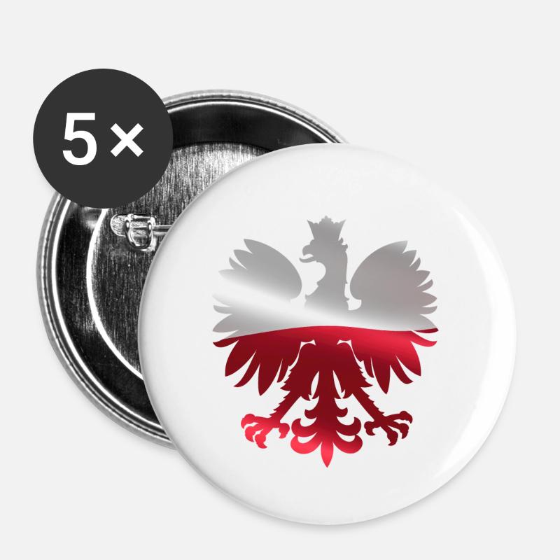Polnischer Adler | Polen Polska Flagge Geschenk - Buttons klein 25 mm (5er Pack) - Weiß