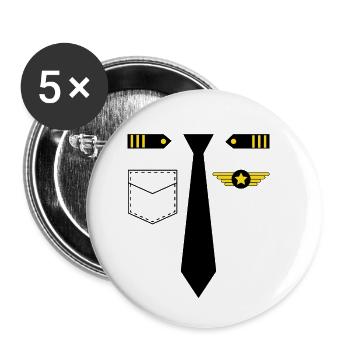 Costume de pilote T-shirt Déguisement de pilote simple - Lot de 5 petits badges (25 mm) - blanc - Devant