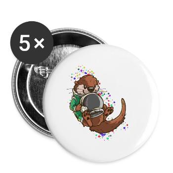 Space Otter Weltraum Astronaut Kinder Geschenk Kid - Buttons klein 25 mm (5er Pack) - Weiß - Vorne