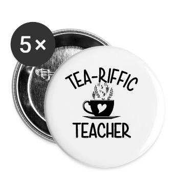 TeaRiffic Teacher Englisch Lehrer Geschenk Schule - Buttons klein 25 mm (5er Pack) - Weiß - Vorne