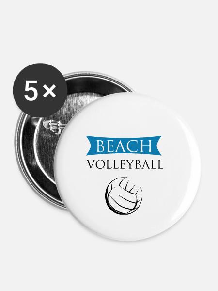 Beachvolleyball - Buttons klein 25 mm (5er Pack) - Weiß