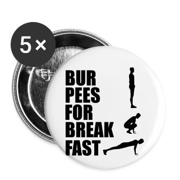 bur-pees pour le petit déjeuner gym citation - Lot de 5 petits badges (25 mm) - blanc - Devant