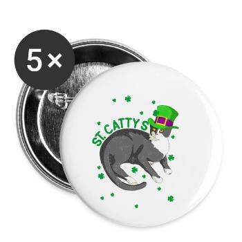 Joyeuse Saint Cattys - Lot de 5 petits badges (25 mm) - blanc - Devant