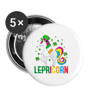 Lepricorn - Irisches Einhorn - Buttons klein 25 mm (5er Pack) - Weiß - Vorne