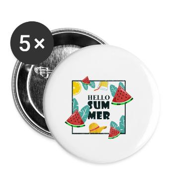 Hello Summer | Watermelon Orange Soda Gift - Buttons small 1''/25 mm (5-pack) - white - Front