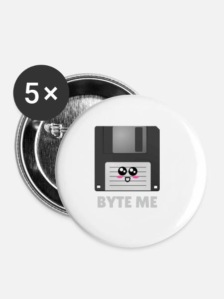Byte Me Cute Diskette Pun - Buttons klein 25 mm (5er Pack) - Weiß