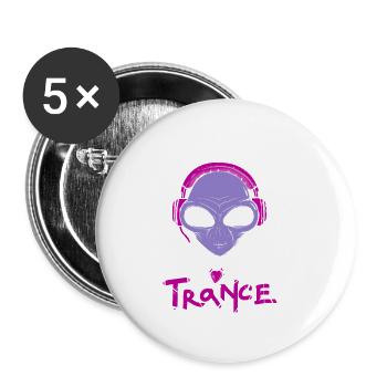 Trance Musique Alien DJ Casque Disco Parti - Lot de 5 petits badges (25 mm) - blanc - Devant