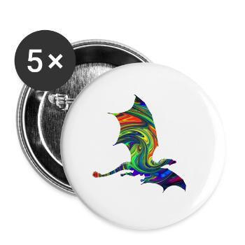 Drache - Buttons klein 25 mm (5er Pack) - Weiß - Vorne