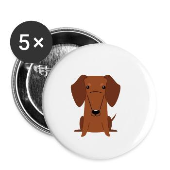 Dackel - Buttons klein 25 mm (5er Pack) - Weiß - Vorne