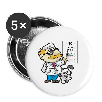 Augenarzt Optiker Blindfisch Brille Arzt Hund - Buttons klein 25 mm (5er Pack) - Weiß - Vorne