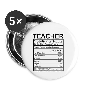 Lustige Lehrer Fakten - Buttons klein 25 mm (5er Pack) - Weiß - Vorne
