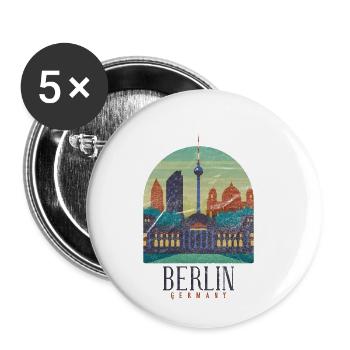 Berlin retro vintage capital skyline gift - Buttons small 1''/25 mm (5-pack) - white - Front