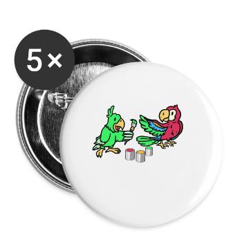 Perroquets peindre tout joliment coloré - Lot de 5 petits badges (25 mm) - blanc - Devant