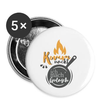 VENEZ NUIT, JE FAIS UN CADEAU GULASCH COOK - Lot de 5 petits badges (25 mm) - blanc - Devant